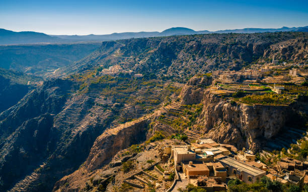 terrasses à jebel akhdar - arabian peninsula photos photos et images de collection