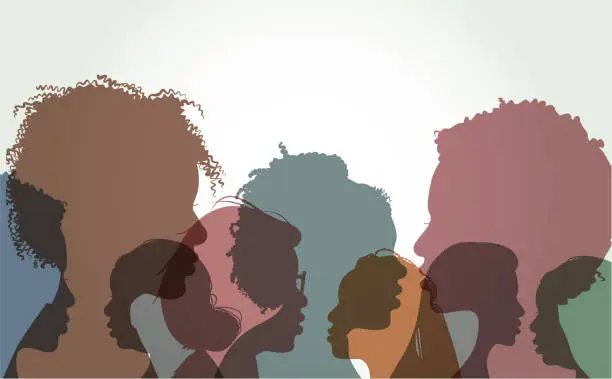 Vector illustration of Profile silhouettes of African American Women