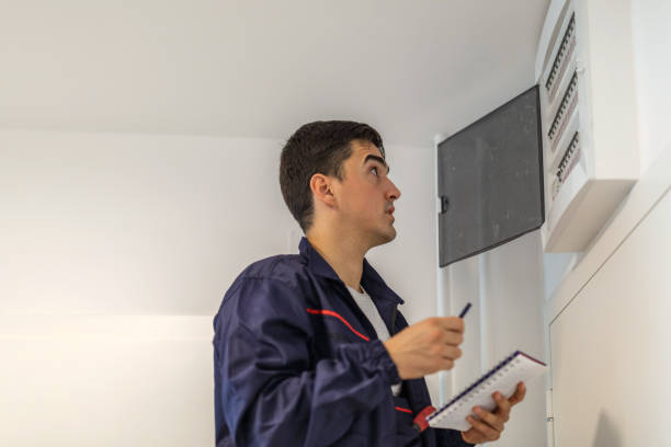 istock Electrician looking at fusebox 1280018752