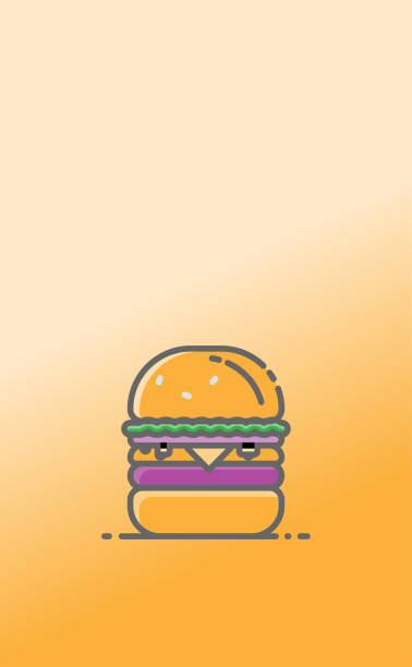 isolated hamberger vector symbol and sign with yellow tone backdrop , hamberger symbol illustration