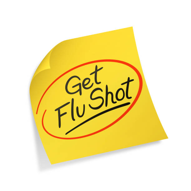 grippe-schuss-erinnerungshinweis - swine flu stock-grafiken, -clipart, -cartoons und -symbole