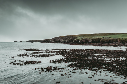 Coastline at Braewick on the Atlantic coast of the Shetland Islands of Scotland.