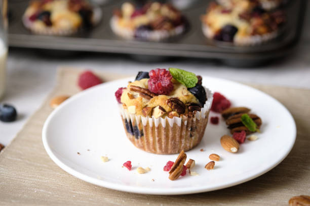 istock mixed berry low carb Keto Diet muffin with almond and nut. 1280024739