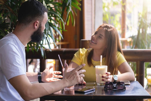 istock Young couple in a restaurant. 1280025952