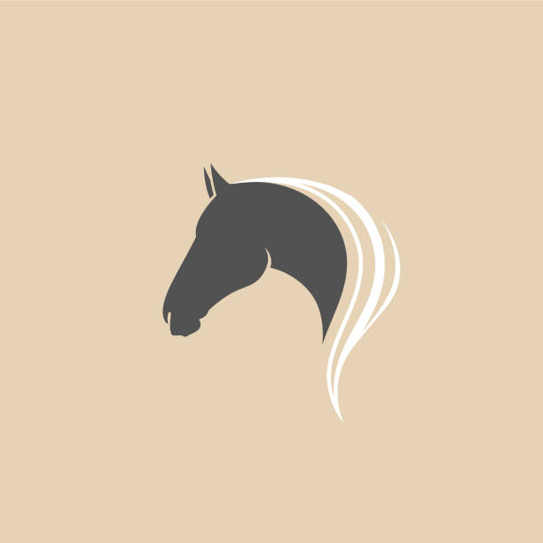 Horse head Horse head profile silhouette on beige background. horse head vector stock illustrations