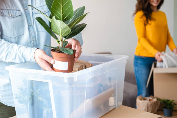 istock Unrecognizable couple unpacking boxes stock photo 1280030016