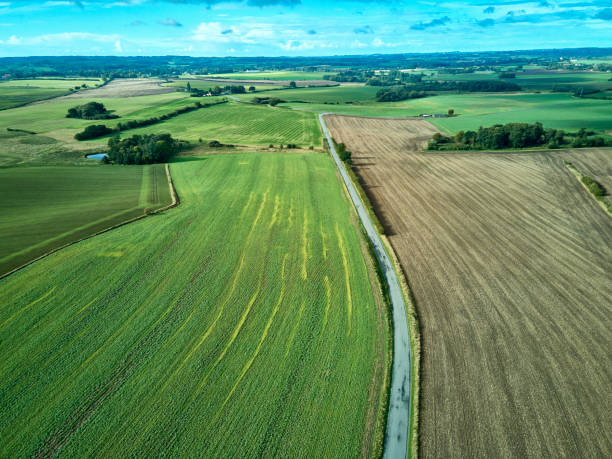 istock Aerial view over farm land 1280032814