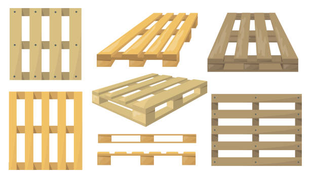 ilustrações de stock, clip art, desenhos animados e ícones de wooden pallets set - palete