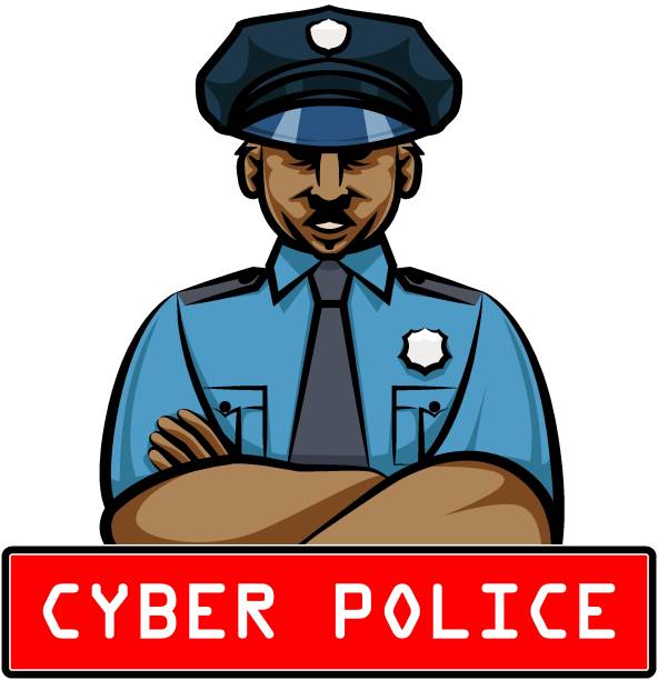 istock Dark skinned cyber police officer in uniform. 1280033177