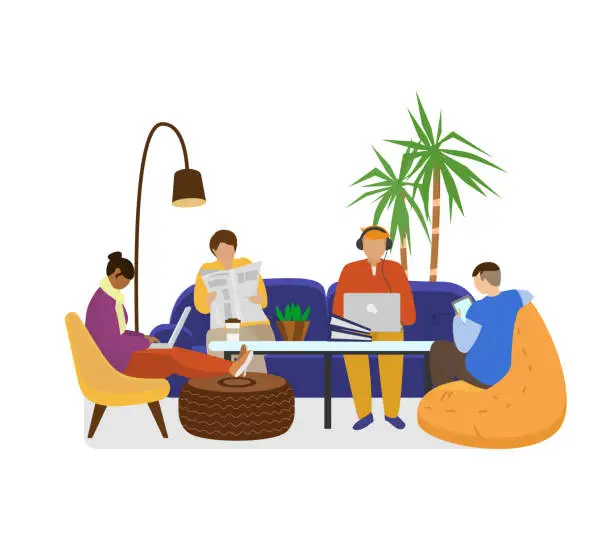 Vector illustration of People in coworking