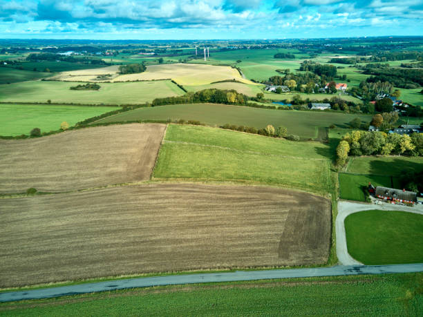 istock Aerial view over farm land 1280033475