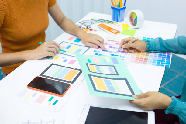 istock designers are testing the mobile phone screen to suit their usage.UX UI and Programming development concept 1280034705