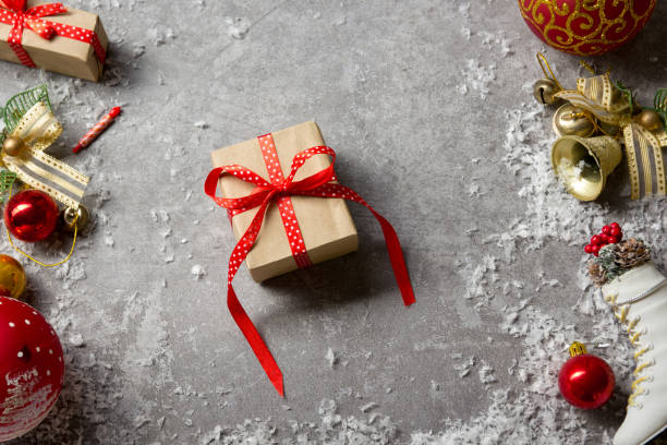 istock Christmas decoration background. Christmas tree and holidays ornament. Copy space 1280035600