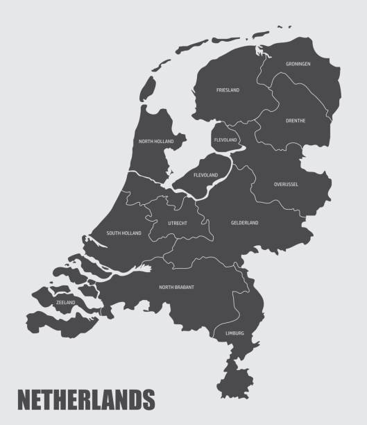 mapa prowincji holandii - netherlands stock illustrations
