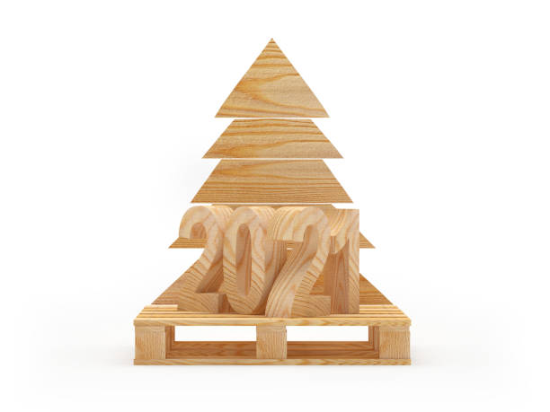 istock 2021 on wooden pallet and Christmas tree 1280042558