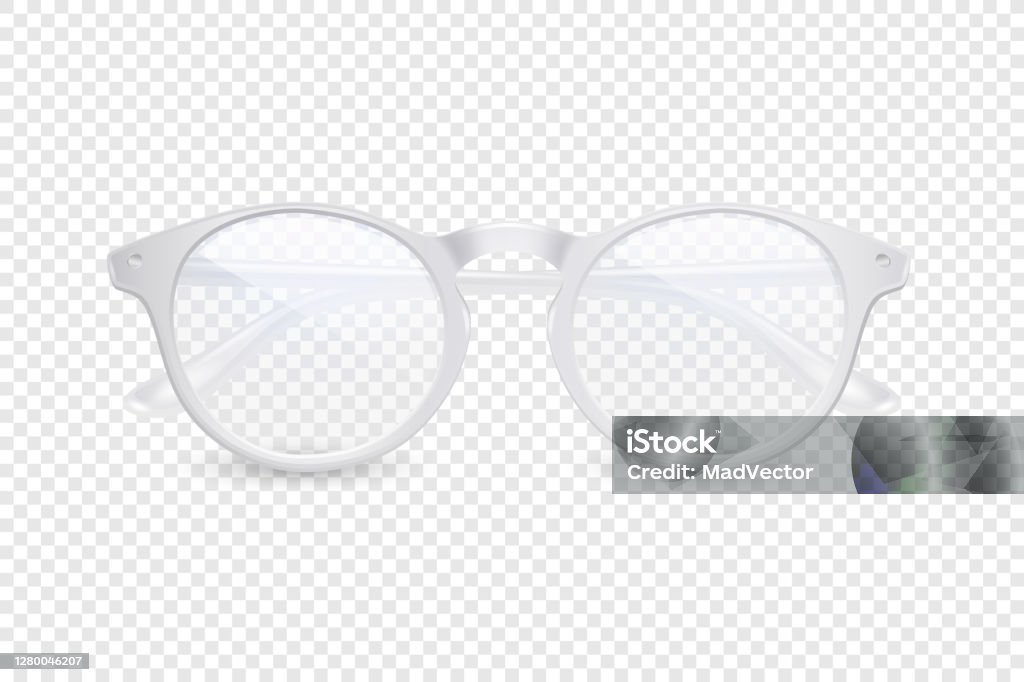 Vector 3d Realistic Plastic Round White Rimmed Eye Glasses Icon Closeup  Isolated On Transparent Background Women Men Unisex Accessory Optics Health  Concept Design Template Mockup Front View Stock Illustration - Download  Image