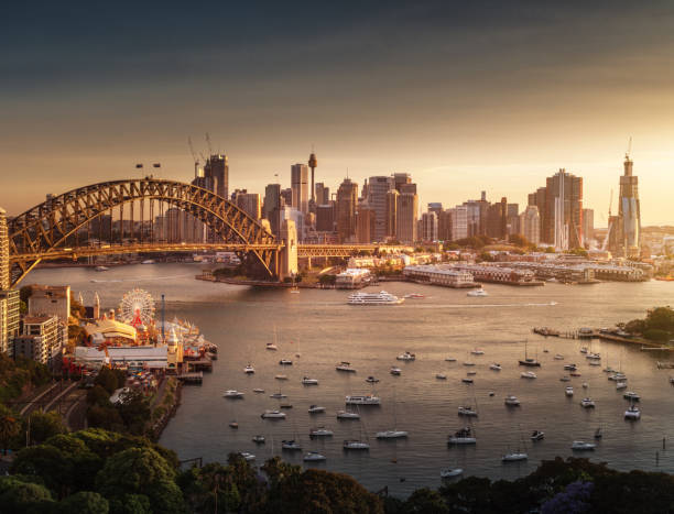 istock sunset,  Sydney harbor, New South Wales, Australia 1280047264