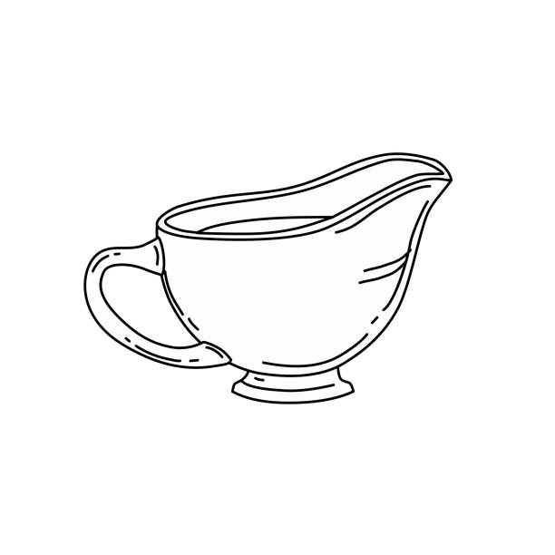 Vector illustration of a gravy boat with cream. Icon. Isolated background. Vector illustration of a gravy boat with cream. Icon. Isolated background. gravy stock illustrations