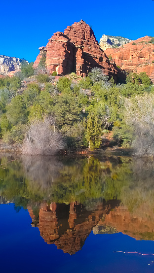 Reflection on water of scenery in beautiful Sedona, Arizona