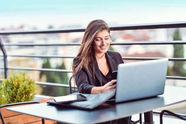 istock Businesswoman Working Hard On Project On Balcony 1280054255