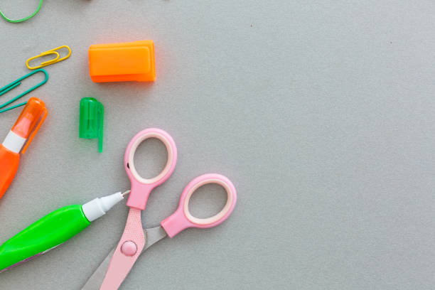 istock Material for school, paper clips, pencils, colors, scisor and notebook 1280055662
