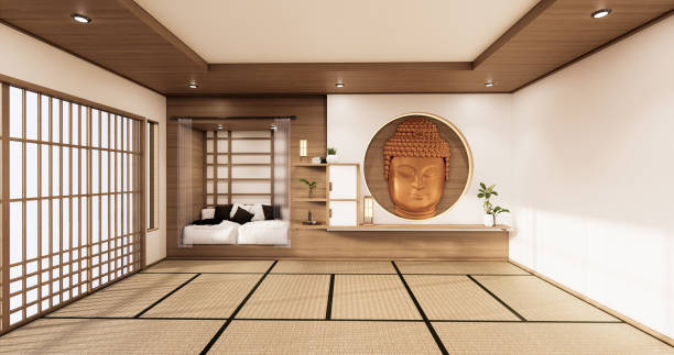 istock the circle wall design room Japanese - zen style,minimal designs. 3D rendering 1280057360