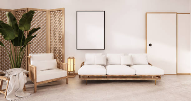 istock partition japanese on room tropical interior with tatami mat floor and white wall.3D rendering 1280058522