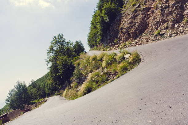 Mountain road in Montenegro-dangerous bend, streamer