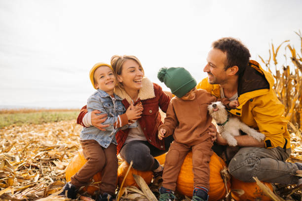 istock Family in a pumpkin patch 1280061993