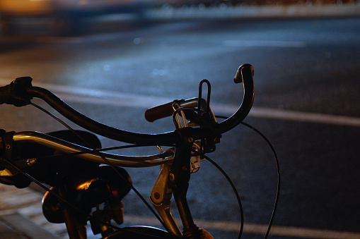Bicycle on the street at night