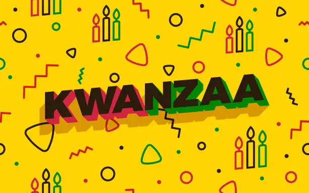 Vector illustration of Seamless Modern Kwanzaa 3D Text Background Abstract