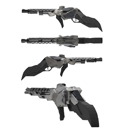 Abstract handgun blueprint. Digitally Generated Image