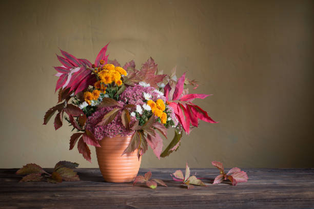 istock beautiful autumnal composition on wooden table 1280077028