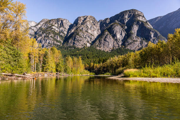 Drifting down the Atnarko river in search of grizzly bears in Tweedsmuir Provincial Park during the fall.