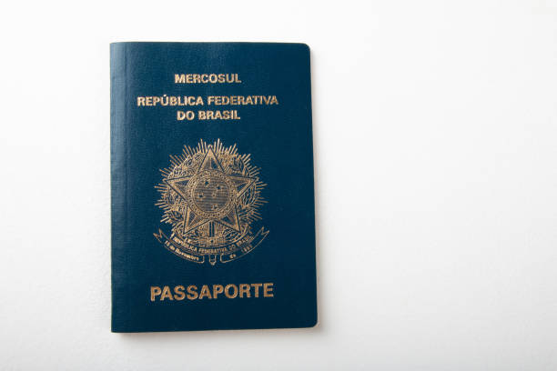 istock Brazilian passport with white background. Copy space. 1280080141