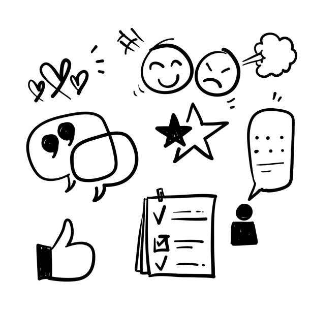 ręcznie rysowane prosty zestaw referencji związanych z ikonami linii wektorowych. w szkicu wektorów stylu doodle - guest book illustrations stock illustrations