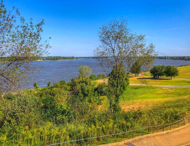 The shoreline of the Mississippi River in Memphis TN