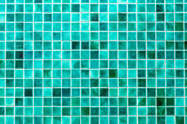 istock Pattern of Blue Turquoise mosaic tiles on the wall texture background 1280082696