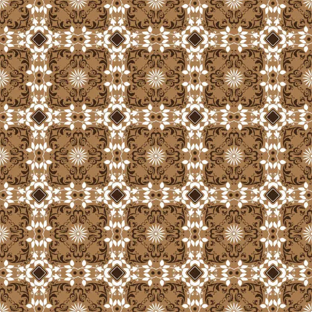 Vector illustration of Elegant pattern on Solo batik design with soft white mocca color design.