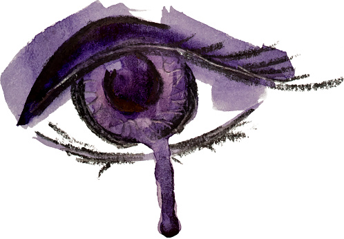 Watercolor abstract fashion eye hand drawn EPS10 vector illustration. Paint running. Crying, tear, drop.
