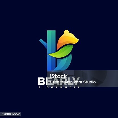istock Vector Illustration Bear Gradient Colorful Style. 1280094952