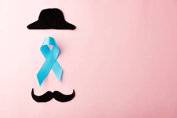 istock Black mustache paper and light blue ribbon 1280095725