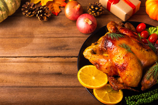 istock Thanksgiving roast turkey or chicken and vegetables 1280095772