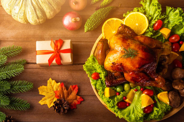 istock Thanksgiving roasted turkey or chicken and vegetables 1280095773