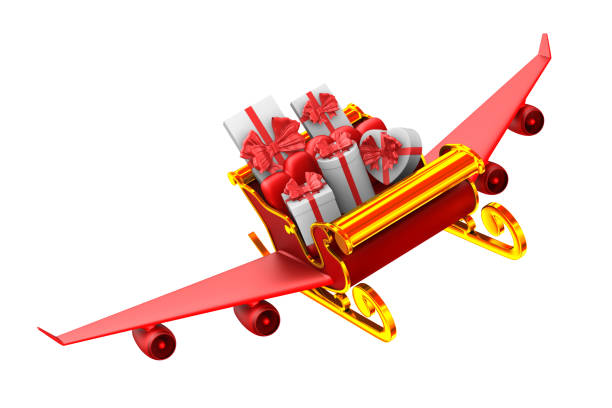 istock red christmas sled with gift boxes on white background. Isolated 3D illustration 1280101911