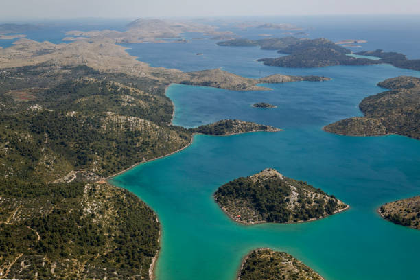 Aerial view of Telašćica Nature Park Aerial view of Telašćica Nature Park, Adriatic Sea, Croatia nature park stock pictures, royalty-free photos & images