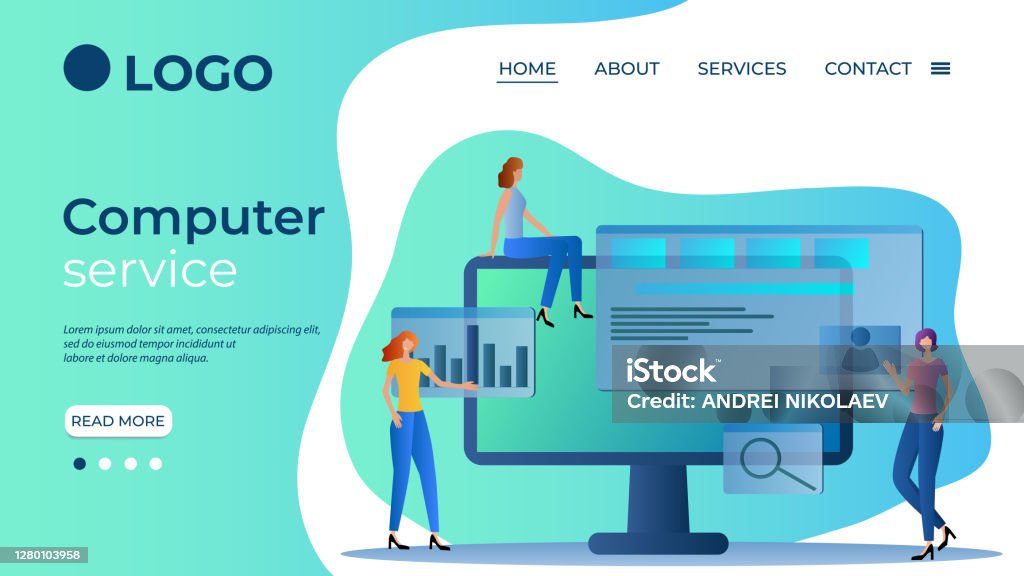 Computer It Services Design Computer Service Stock Illustration - Download Image Now - Abstract ...