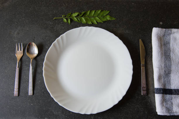 istock Top view of plate with cutlery 1280105451