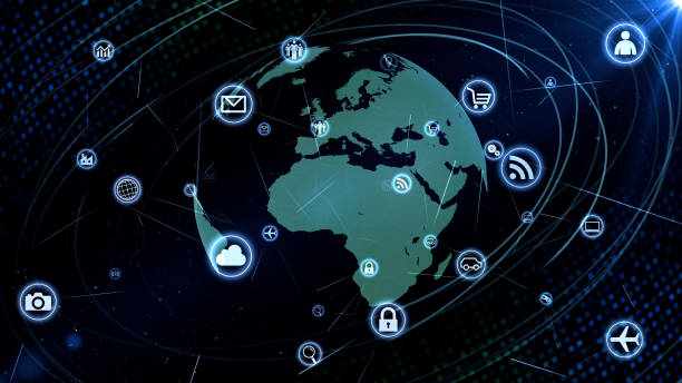 istock Technology Icon Network World Internet Digital devices on space Earth 3D illustration 1280105887