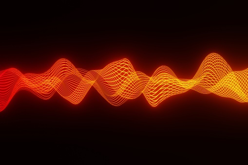 abstract background orange Audio wave heart beat 3d rendering